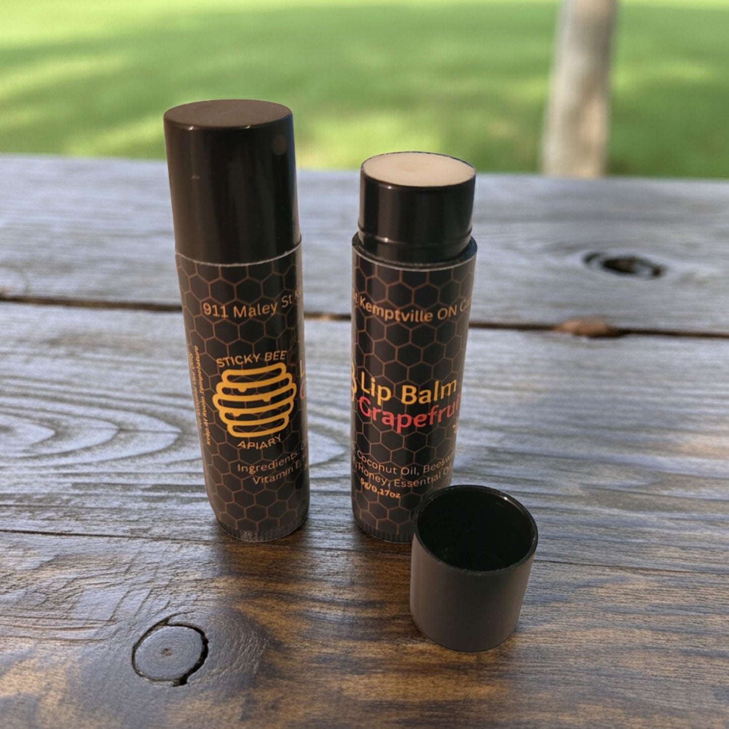 Handmade All-Natural Beeswax Lip Balm with Grapefruit Flavor