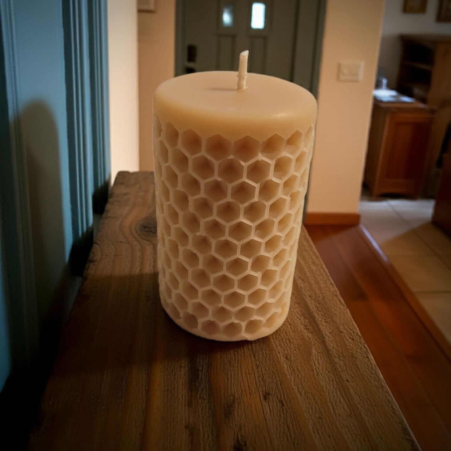 Honeycomb Beeswax Pillar Candle – 2.5x3.75 – Handmade & All-Natural