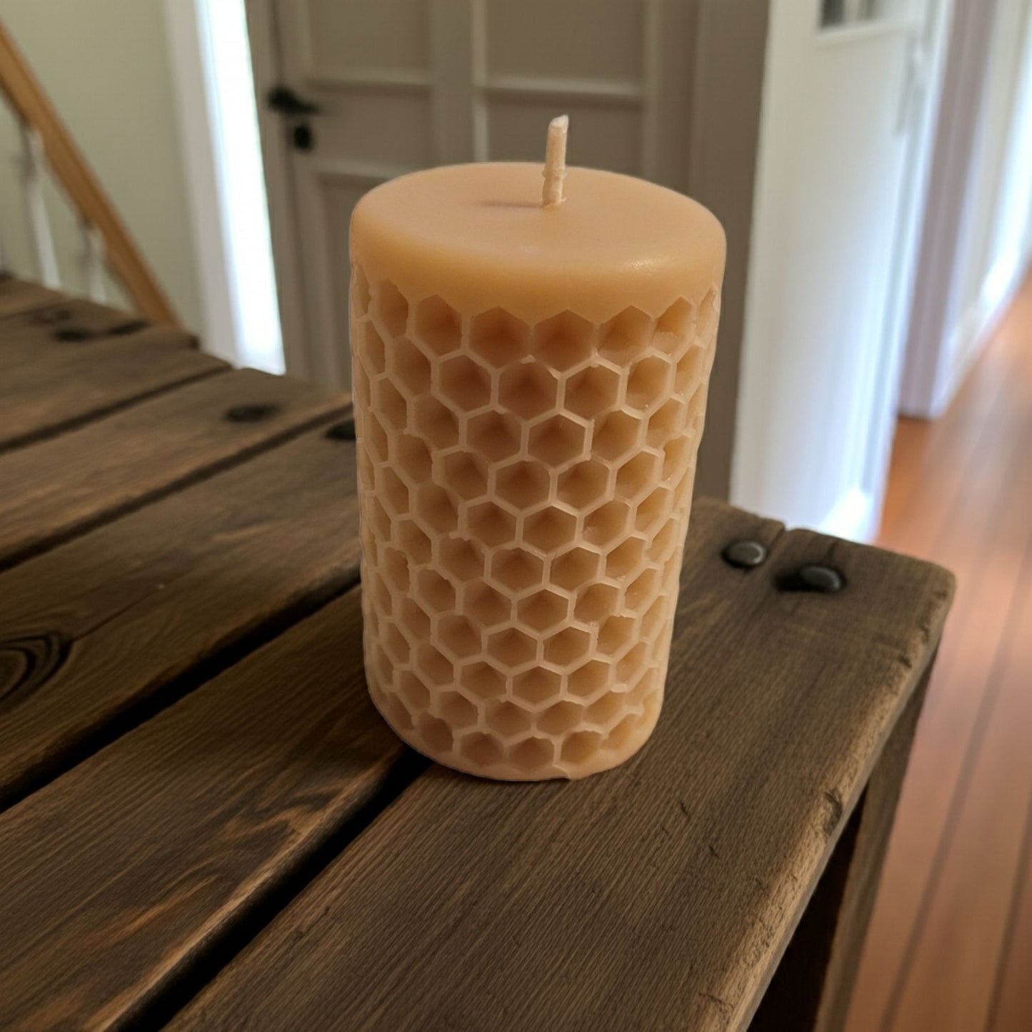 Honeycomb Beeswax Pillar Candle – 2.5x3.75 – Handmade & All-Natural