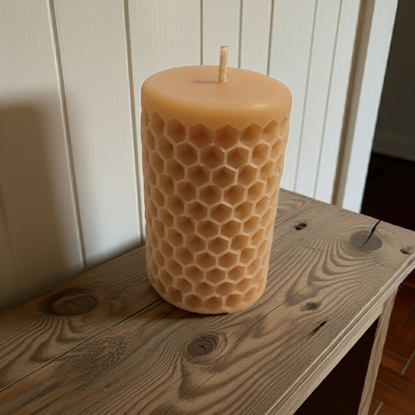 Honeycomb Beeswax Pillar Candle – 2.5x3.75 – Handmade & All-Natural