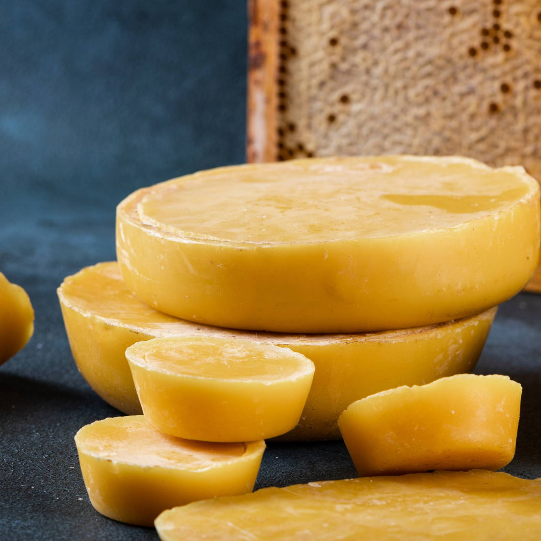 Showing off some natural beeswax for candle making.