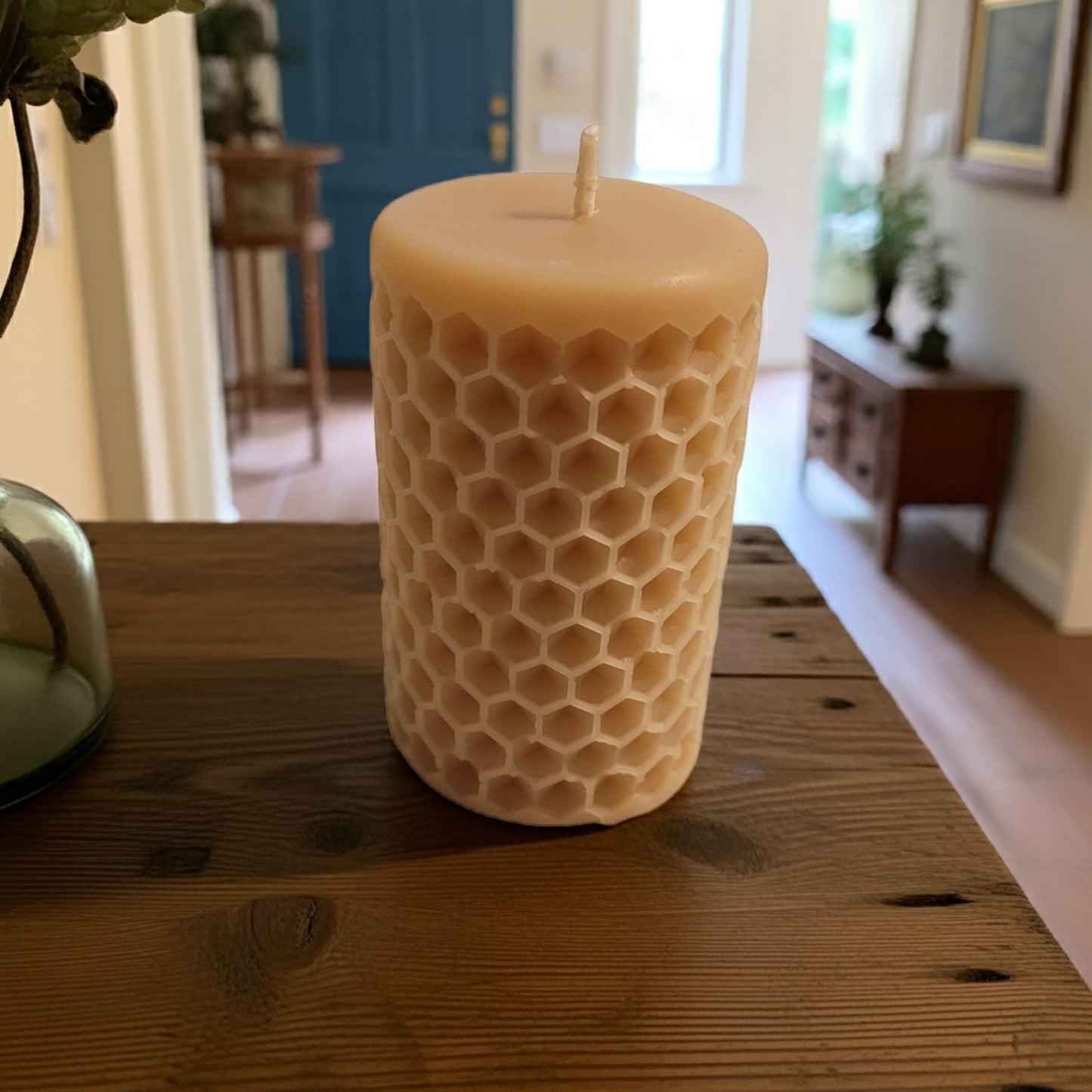 Honeycomb Beeswax Pillar Candle – 2.5x3.75 – Handmade & All-Natural