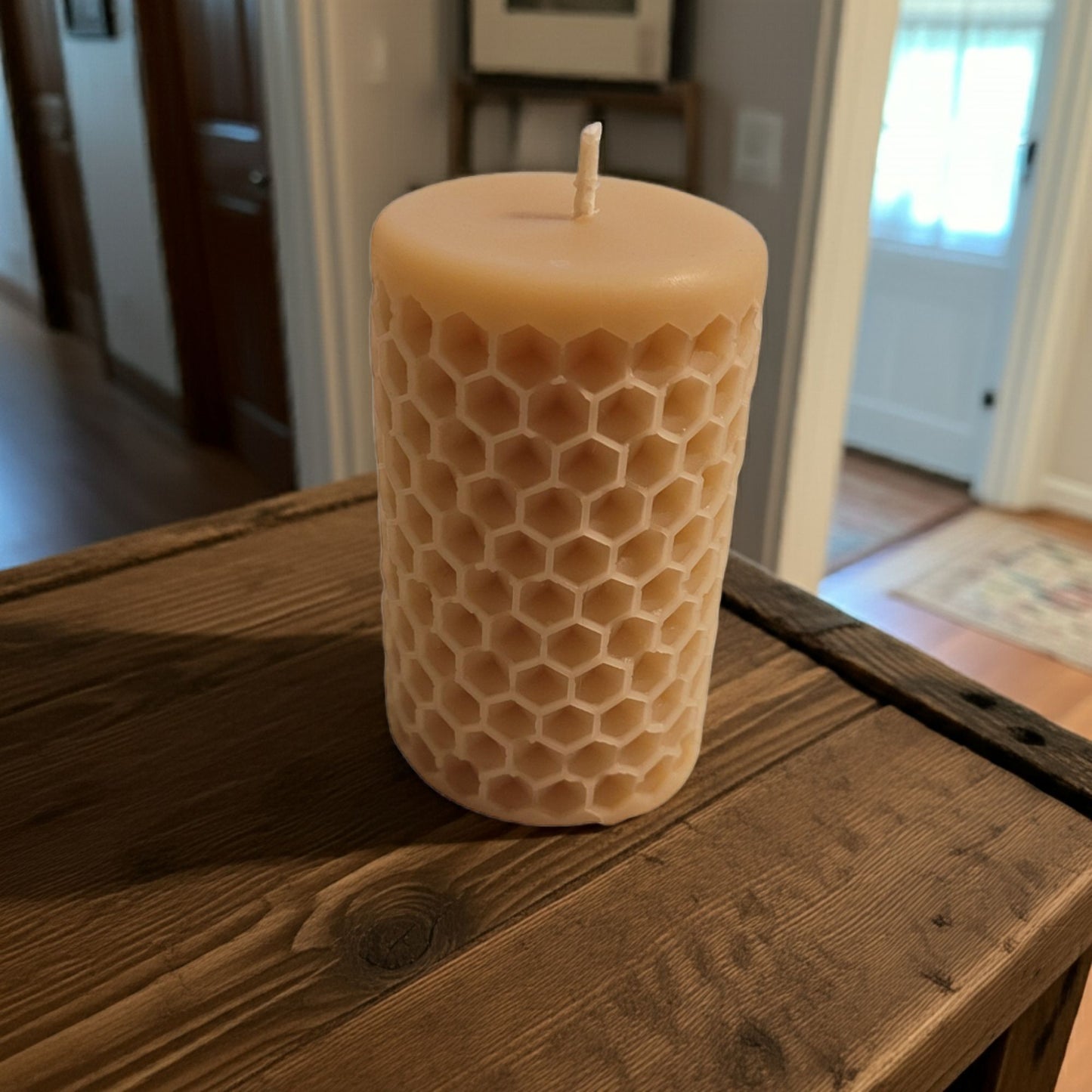 Honeycomb Beeswax Pillar Candle – 2.5x3.75 – Handmade & All-Natural