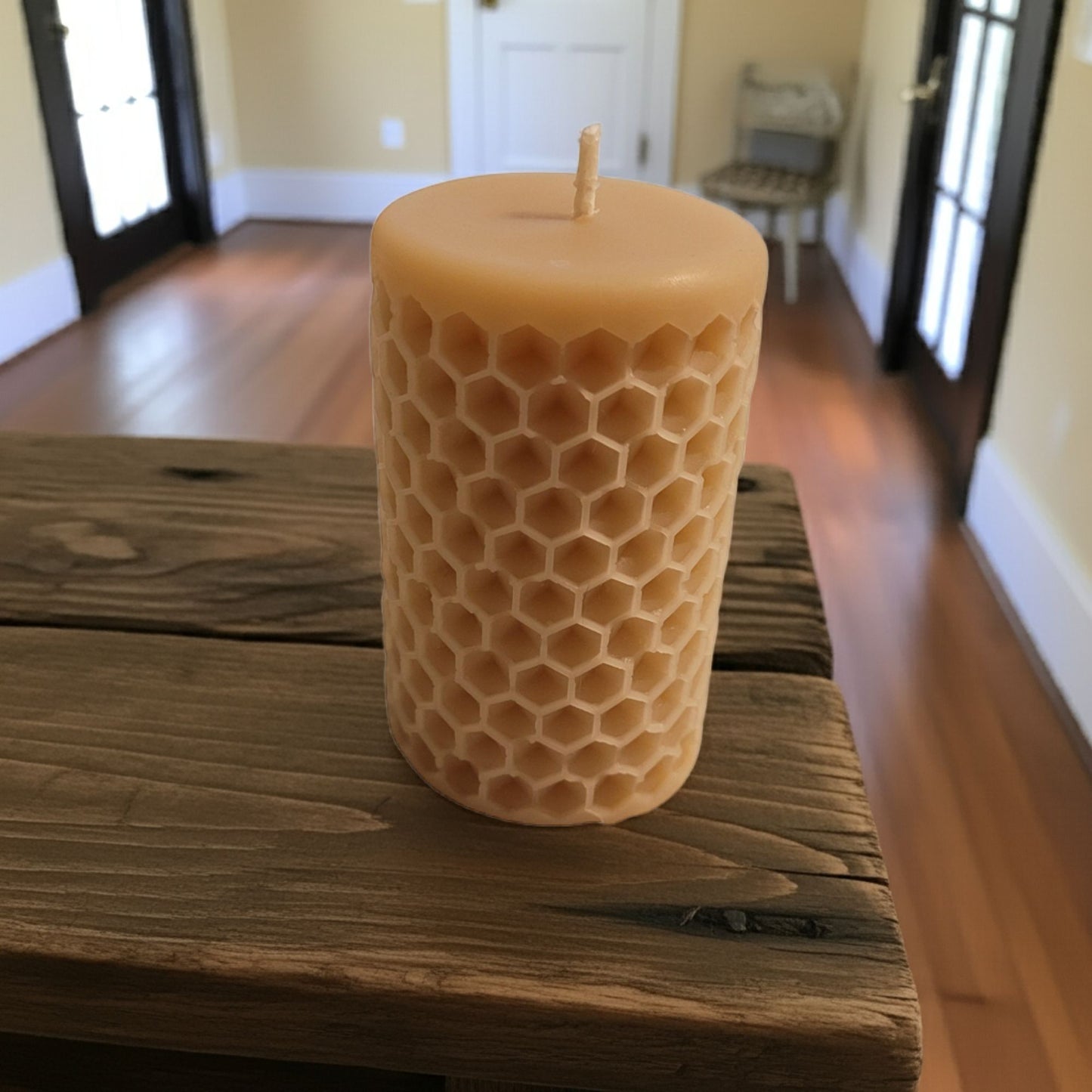Honeycomb Beeswax Pillar Candle – 2.5x3.75 – Handmade & All-Natural