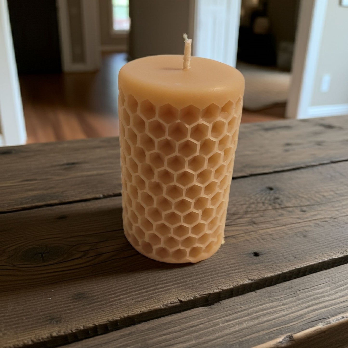 Honeycomb Beeswax Pillar Candle – 2.5x3.75 – Handmade & All-Natural