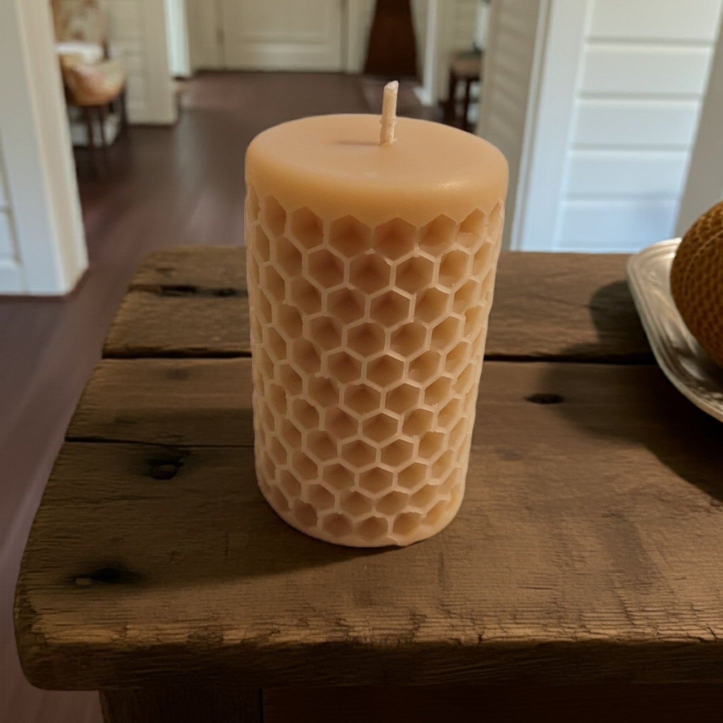 Honeycomb Beeswax Pillar Candle – 2.5x3.75 – Handmade & All-Natural