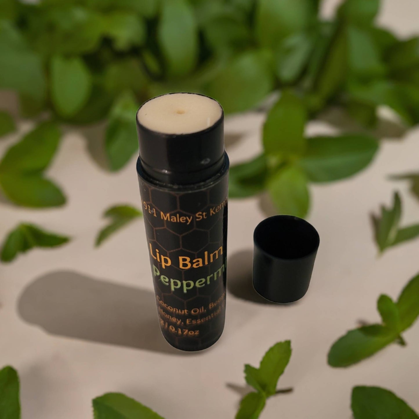 Handmade All-Natural Beeswax Lip Balm with Peppermint Flavor