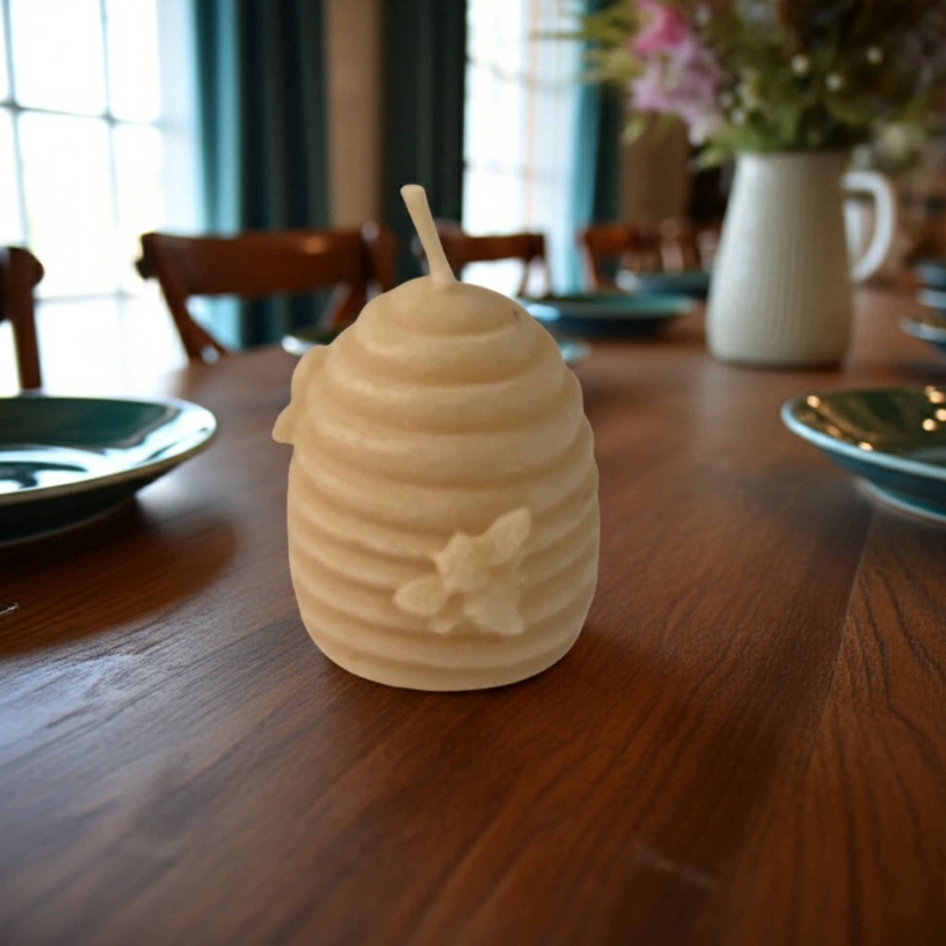 Skep style mini beeswax candle natural honey scent