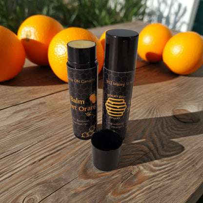 Natural beeswax sweet orange lip balm moisturizing and free from synthetic ingredients